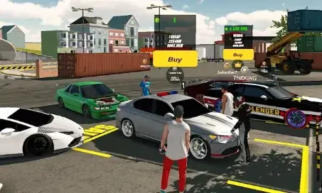 Car Parking Multiplayer gameplay with players and cars in a virtual parking area, ideal for CarX Street vs. Car Parking Multiplayer comparisons.